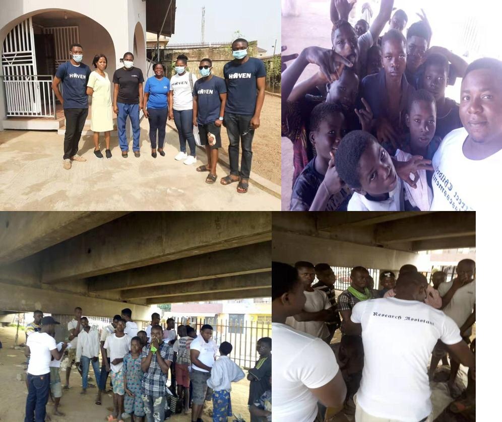 Collage highlighting Nuvia Haven team members, field research, and youth outreach initiatives